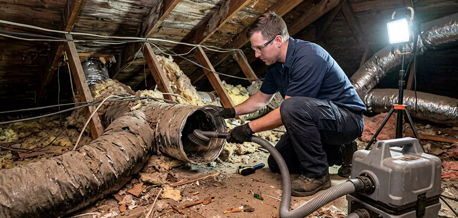 Storm-Damaged Attic Duct Cleaning in Tyler