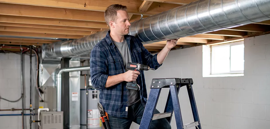 Exposed Spiral Ductwork in Tyler