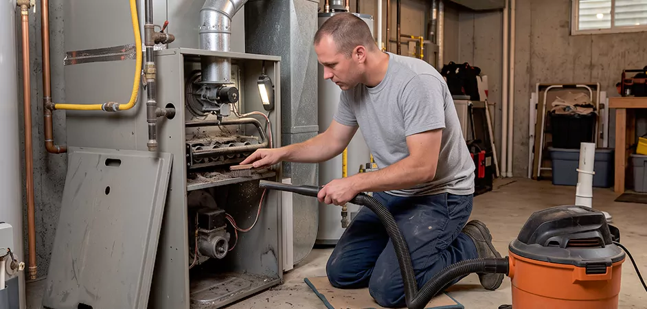 Burner and Heater Compartment Lint Removal in Tyler